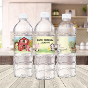 Étiquette Pour Bouteilles D'eau ferme animal grange thème 2e anniversaire