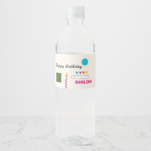 Étiquette Pour Bouteilles D'eau Fête Abstraite Art Moderne Anniversaire (Devant)