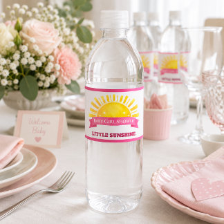 Étiquette Pour Bouteilles D'eau Fête Bébé Fille Little Sunshine Rose Jaune Fantais