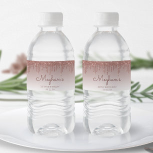Étiquette Pour Bouteilles D'eau Fête d'anniversaire chic de 30 ans avec paillettes