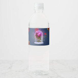 Étiquette Pour Bouteilles D'eau Fête d'anniversaire de beauté de rose rouge magiqu