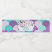 Étiquette Pour Bouteilles D'eau Fête d'anniversaire de la mignonne sirène sous la  (Étiquettes simples)