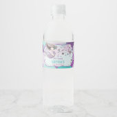Étiquette Pour Bouteilles D'eau Fête d'anniversaire de la mignonne sirène sous la  (Devant)