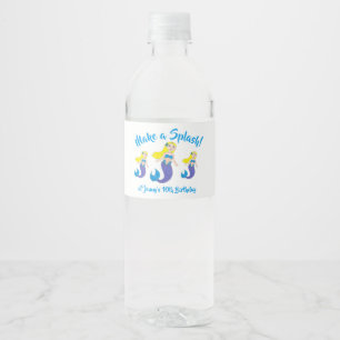 Étiquette Pour Bouteilles D'eau Fête d'anniversaire de la Sirène de natation