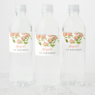 Étiquette Pour Bouteilles D'eau Fête d'anniversaire de Rustic Peach