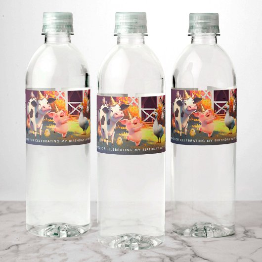 Étiquette Pour Bouteilles D'eau Fête d'anniversaire des animaux de ferme