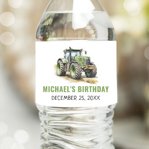 Étiquette Pour Bouteilles D'eau Fête d'anniversaire du tracteur aquarelle