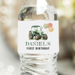 Étiquette Pour Bouteilles D'eau Fête d'anniversaire du tracteur aquarelle