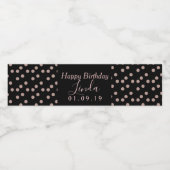 Étiquette Pour Bouteilles D'eau Fête d'anniversaire points roses noirs (Étiquettes simples)