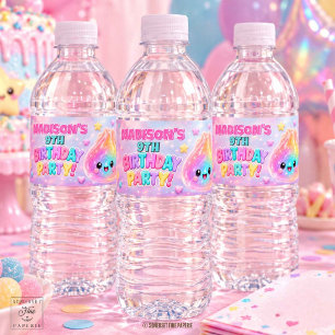 Étiquette Pour Bouteilles D'eau Fête d'anniversaire Squishies Pailletées Arc-en-Ci