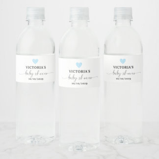 Étiquette Pour Bouteilles D'eau Fête de Baby Shower Cœur Bleu 