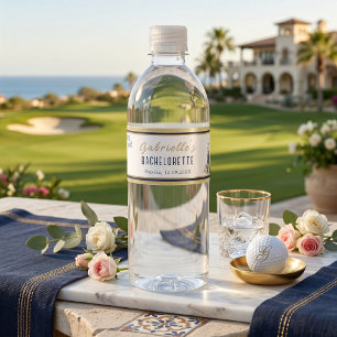 Étiquette Pour Bouteilles D'eau Fête de Bachelorette de Golf Floral Or de la Marin