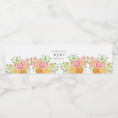 Étiquette Pour Bouteilles D'eau Fête de Bébé Fleurs Aquarelle Corail Vert (Étiquettes simples)