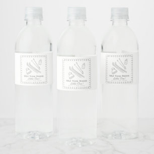 Étiquette Pour Bouteilles D'eau Fête de bébé Gray Dessinée à la Main Ski You Soon