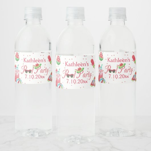 Étiquette Pour Bouteilles D'eau Fête de la piscine de pastèque (Bouteilles)