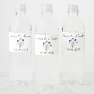 Étiquette Pour Bouteilles D'eau Fête de mariage au chardon Floral écossais
