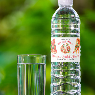 Étiquette Pour Bouteilles D'eau Fête de mariage Italian Love & Pizza Party Slice