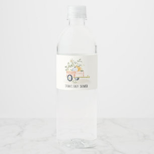 Étiquette Pour Bouteilles D'eau Fête de Naissance à l'aquarelle Chariot de Citroui