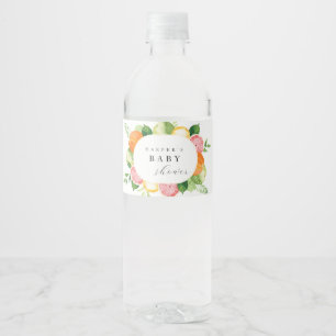Étiquette Pour Bouteilles D'eau Fête de naissance Fleurs aquarelles Vert corail