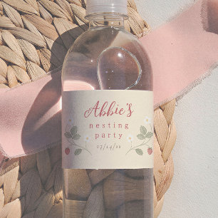 Étiquette Pour Bouteilles D'eau Fête de nidification fraises floral fille Baby Sho