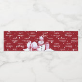 Étiquette Pour Bouteilles D'eau Fête de Noël Red Snowman (Étiquettes simples)