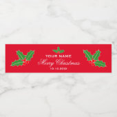 Étiquette Pour Bouteilles D'eau Fête de Noël rouge personnalisée (Étiquettes simples)