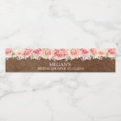 Étiquette Pour Bouteilles D'eau Fête des mariées d'aquarelle rose bois Brown (Étiquettes simples)