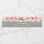 Étiquette Pour Bouteilles D'eau Fête des mariées d'aquarelle rose gris (Étiquettes simples)