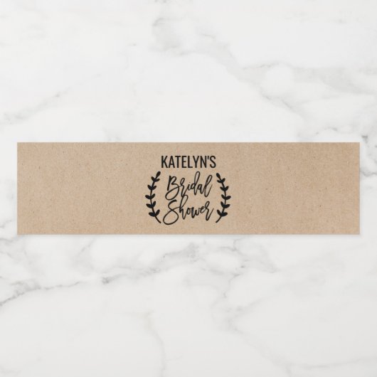 Étiquette Pour Bouteilles D'eau Fête des mariées de calligraphie rustique Chic Fau (Étiquettes simples)