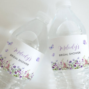 Étiquette Pour Bouteilles D'eau Fête des mariées Fleur sauvage papillon