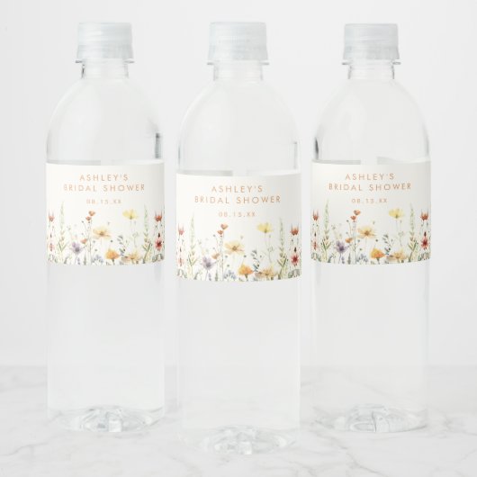 Étiquette Pour Bouteilles D'eau Fête des mariées Fleur sauvage rustique (Bouteilles)