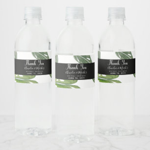 Étiquette Pour Bouteilles D'eau Feuille de Monstera Adansonii aquarelle manuelle p