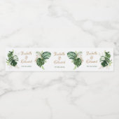 Étiquette Pour Bouteilles D'eau Feuilles de Monstera vertes et dorées tropicales (Étiquettes simples)