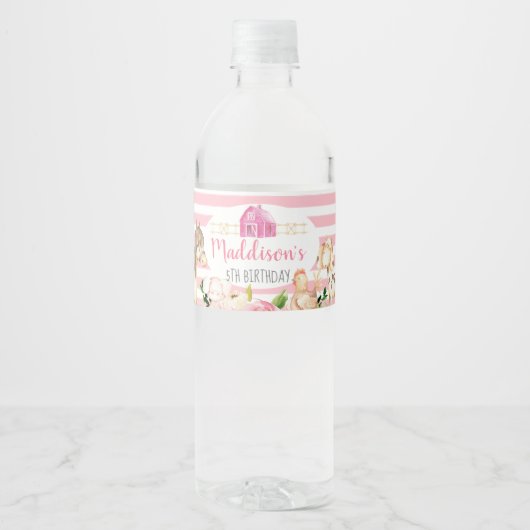 Étiquette Pour Bouteilles D'eau Fille Ferme Bouteille d'eau d'anniversaire étiquet (Devant)