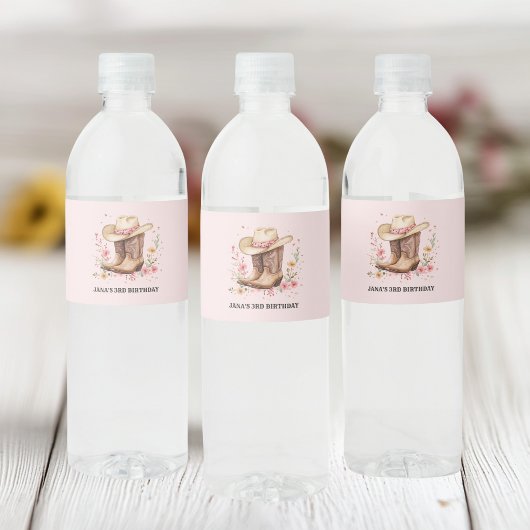 Étiquette Pour Bouteilles D'eau Fille Fleur sauvage Bash Anniversaire
