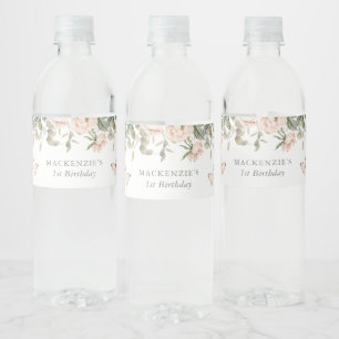 Étiquette Pour Bouteilles D'eau Fille papillon rose floral fête d'anniversaire