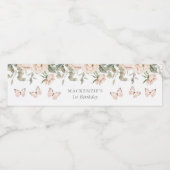 Étiquette Pour Bouteilles D'eau Fille papillon rose floral fête d'anniversaire (Étiquettes simples)
