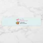 Étiquette Pour Bouteilles D'eau Flamant rose rose & Hibiscus Tropical Fancy (Étiquettes simples)