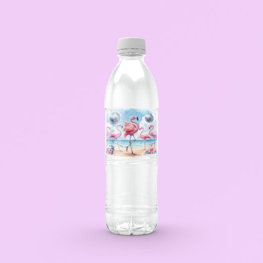 Étiquette Pour Bouteilles D'eau Flamenco ! Birday Beach Bash
