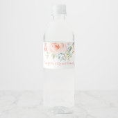 Étiquette Pour Bouteilles D'eau Fleur d'Aquarelle d'or Blush Féminine Faveurs Rose (Devant)