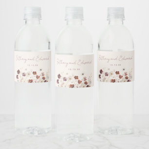 Étiquette Pour Bouteilles D'eau Fleur sauvage Automne Champ Beige Mariage
