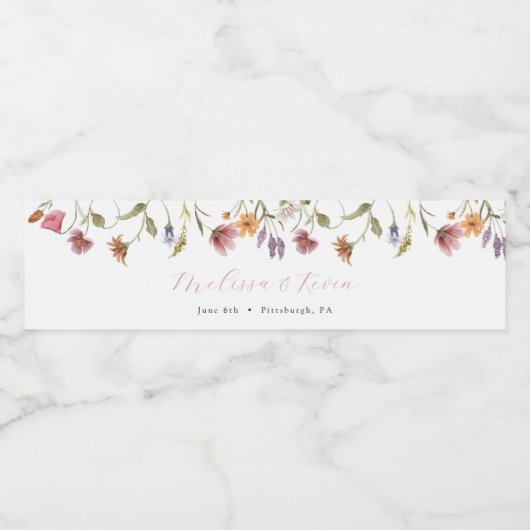 Étiquette Pour Bouteilles D'eau Fleur sauvage dans Bloom (Étiquettes simples)