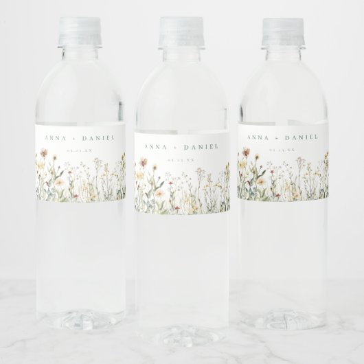 Étiquette Pour Bouteilles D'eau Fleur sauvage rustique Mariage Meadow (Bouteilles)