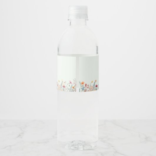Étiquette Pour Bouteilles D'eau Fleur sauvage simple Fern Mint Mariage vert (Dos)