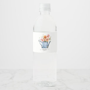 Étiquette Pour Bouteilles D'eau Fleurs aquarelles peintes à la main