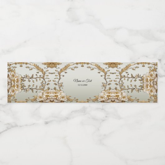 Étiquette Pour Bouteilles D'eau Fleurs blanches dorées (Étiquettes simples)