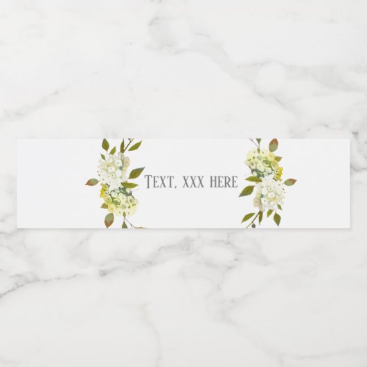 Étiquette Pour Bouteilles D'eau fleurs blanches florales d'Hydrangea (Étiquettes simples)