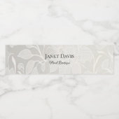 Étiquette Pour Bouteilles D'eau Fleurs blanches gravées argent (Étiquettes simples)