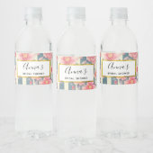 Étiquette Pour Bouteilles D'eau Fleurs d'aquarelle rose sur la Fête des mariées de (Bouteilles)