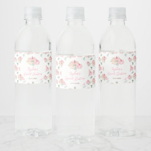 Étiquette Pour Bouteilles D'eau Fleurs de citrouilles roses pour un Sweet Sixteen